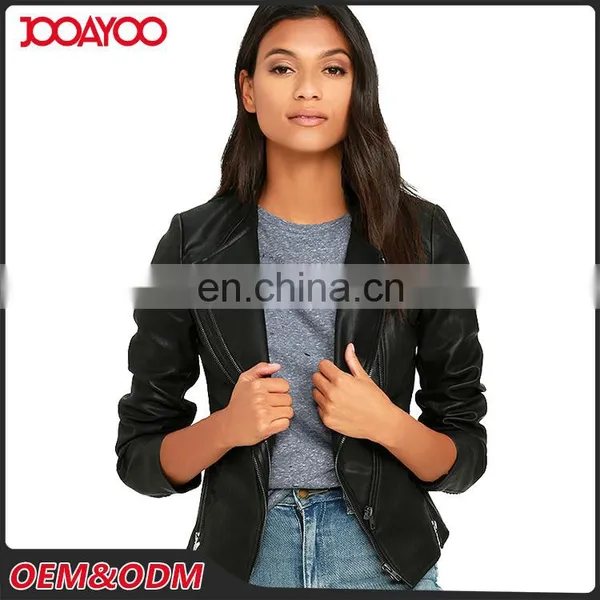 2017 Customed New Style Women Black Jacket Lady Winter Fancy Motorcycle Original Leather Jacket photo-2