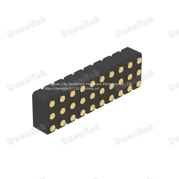Dnenlink 3.00mm Pitch Triple Row H4.0mm Concave Contact Straight Female Header SMT Type PogoPin Header photo-2