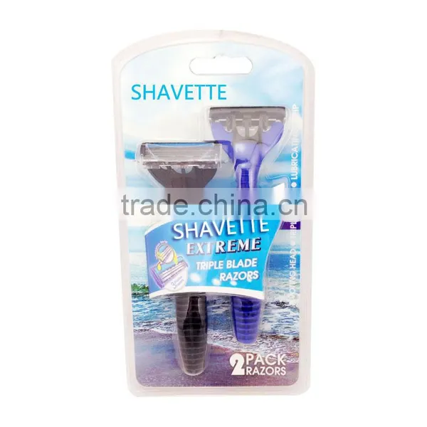 TRIPLE Blade Rubber Handle Shaving Razor photo-4