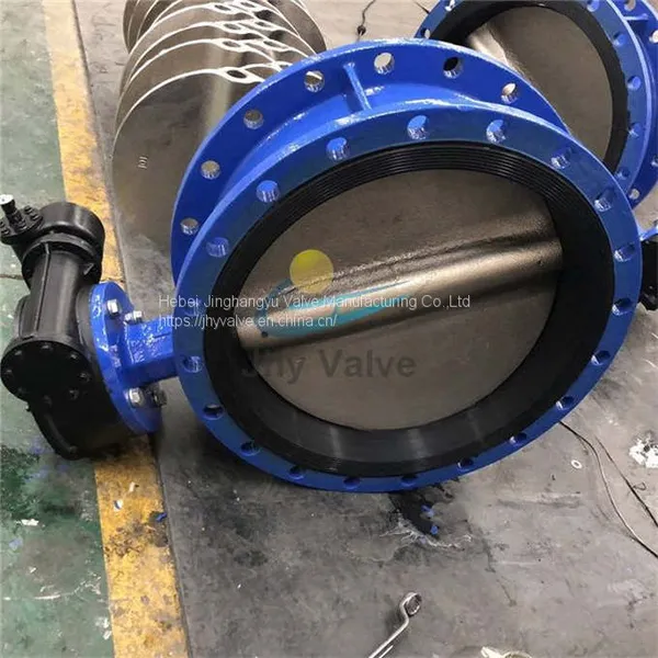 Ductile Iron Cast Iron Worm Gear Double Flange Butterfly Valve