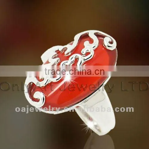 New Design Fashional Jewerly Red Stone Silver Rings