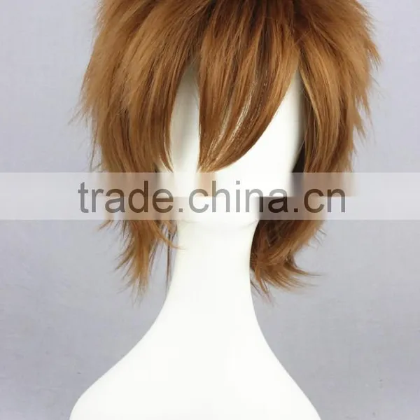 High Quality 35cm Short Straight Naruto Wig Sabaku no Gaara Brown Wig Cosplay Synthetic Anime Wig Cosplay Hair Wigs photo-3