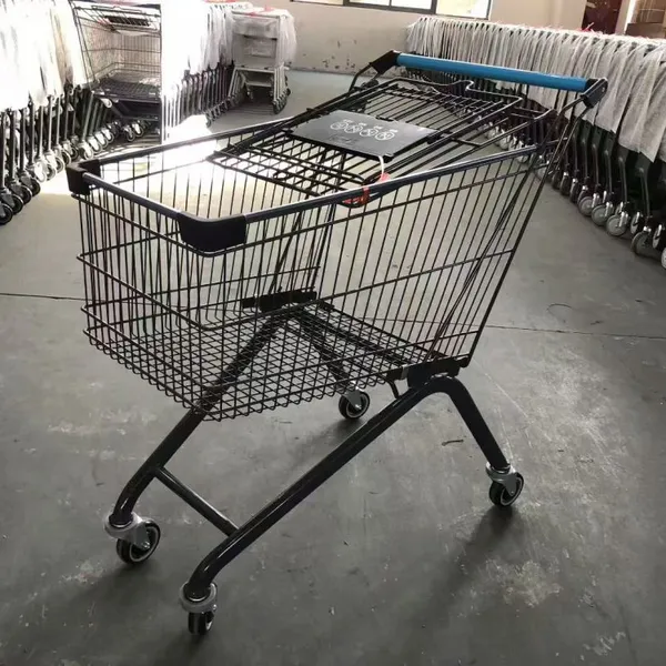 Customized Retail Store Hypermarket Shopping Trolley Cart Zinc Then Powder Coating Surface photo-4