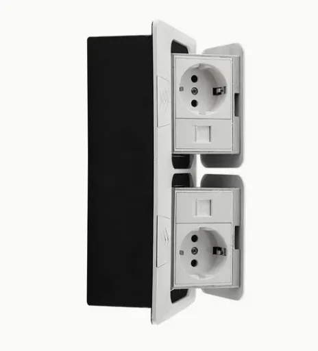 EU Double Floor Mounted Pop up Floor Socket Box