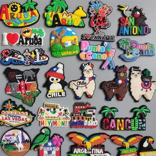 Wholesale Price Personalized Aruba Panama Punta Cana Puerto Rico Las Vegas Finland Tourist Souvenirs Custom Soft PVC Rubber Fridge Magnets
