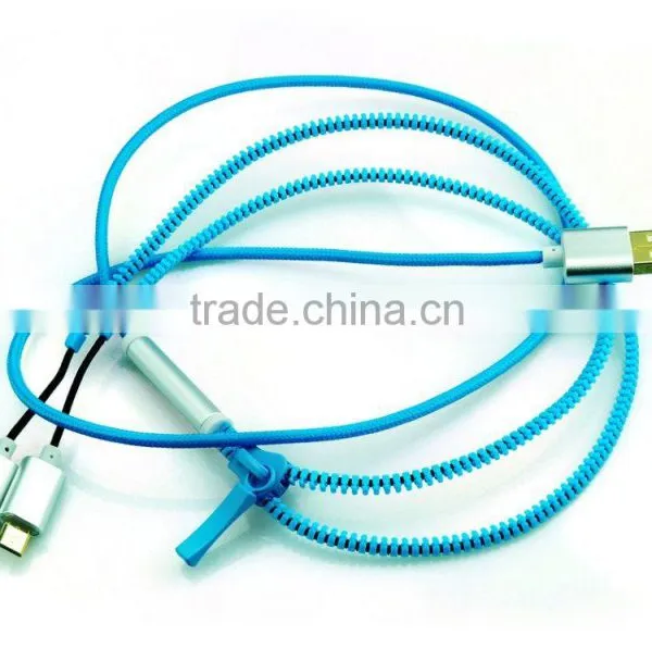 High Speed 2 in 1 Zipper USB Cable Multi USB Charging Connector Cable For Smartphone photo-6