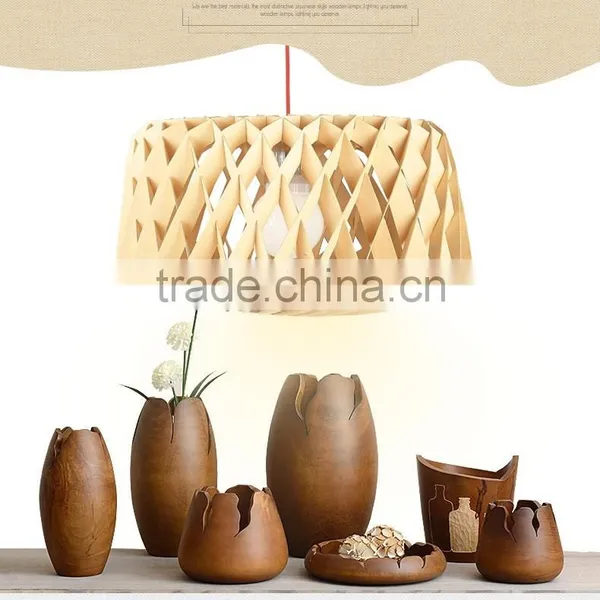 Wooden LED Pendant Light JK-8005B-07 Restaurant Wooden Shade Pendant Lamp E27 Lamp Holder photo-4