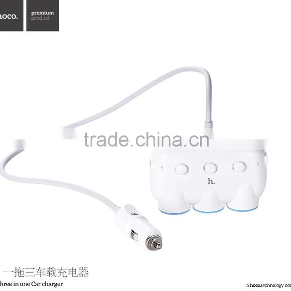 HOCO C1 3 in 1 Car Charger for IPhone 6s/6Plus Samsung S7/S7 Edge Quick Charging USB Universal Car Charger For Xiaomi/Huawei P9 photo-2