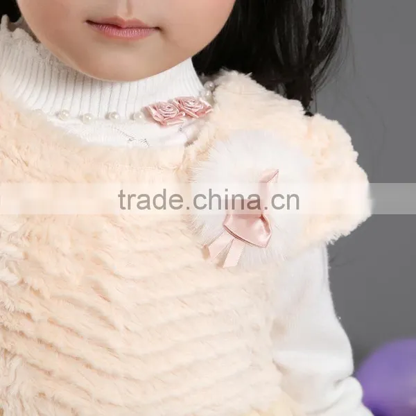 Wholesale Best-selling Short Sleeve Fur Winter Party Dress for Girls 4-12y photo-6
