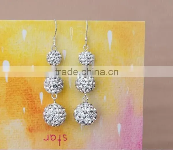 3 Crystal Ball 925 Sterling Silver Earring in Stock photo-2