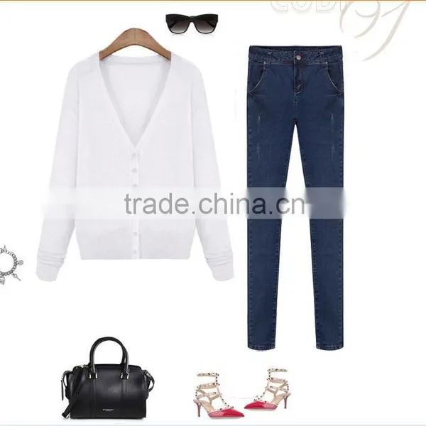 New 98% Cotton and 2% Skinny Scratch Spandex Denim Jeans For Ladies photo-4