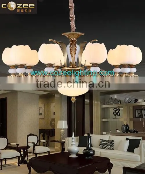 Best Selling Spain / Spanish Style Modern Jade Crystal Chandelier Pendant Light Hanging Lamp Restaurant Lighting CZ5026/10