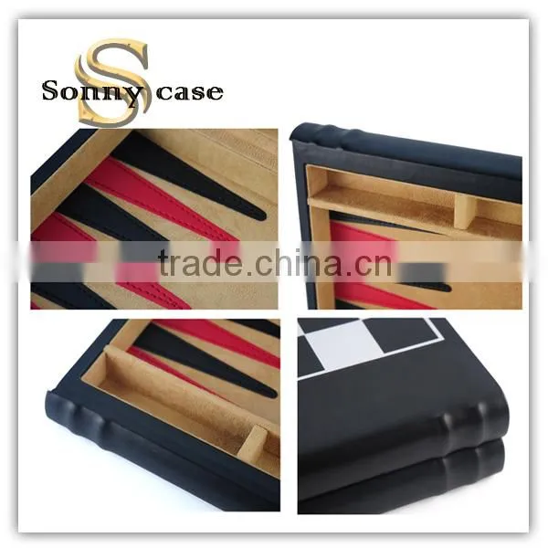 Book Style Folded 3 in 1 Travel Leather Chess and Backgammon Game Set photo-3