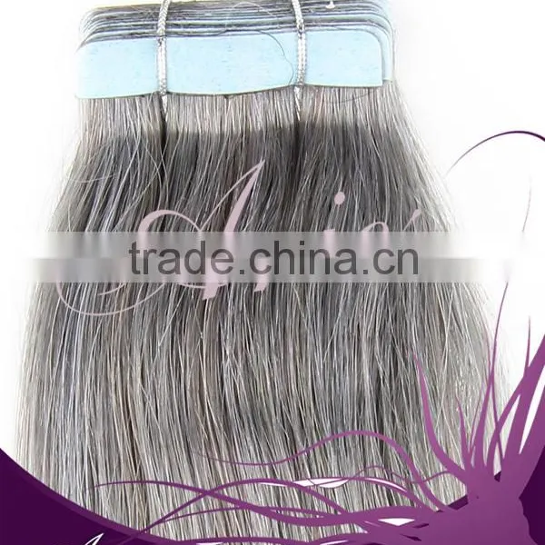 Remy Tape Hair Skin Weft Real Human Hair Extensions Gery Hair photo-3