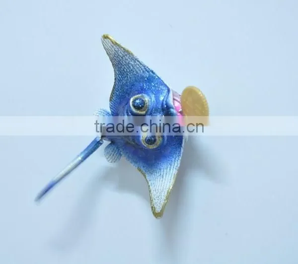 5 Inch Glitter Surface Butterfish Eat Dollars Little Fish 3d Plastic Fridge Magnet photo-5
