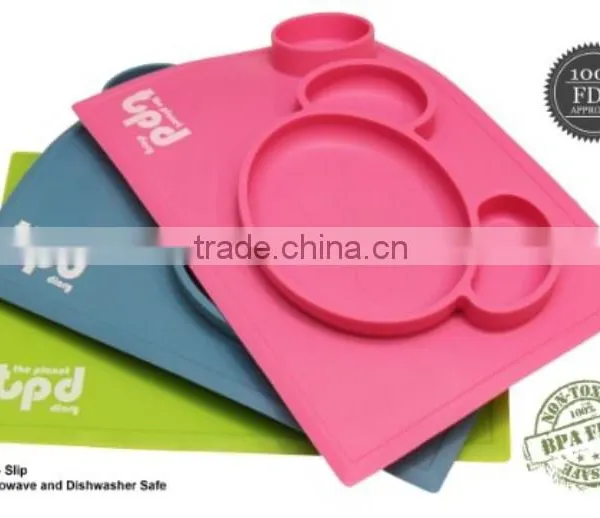 BPA Free Wholesale Non-slip Silicone Baby Food Mat photo-2