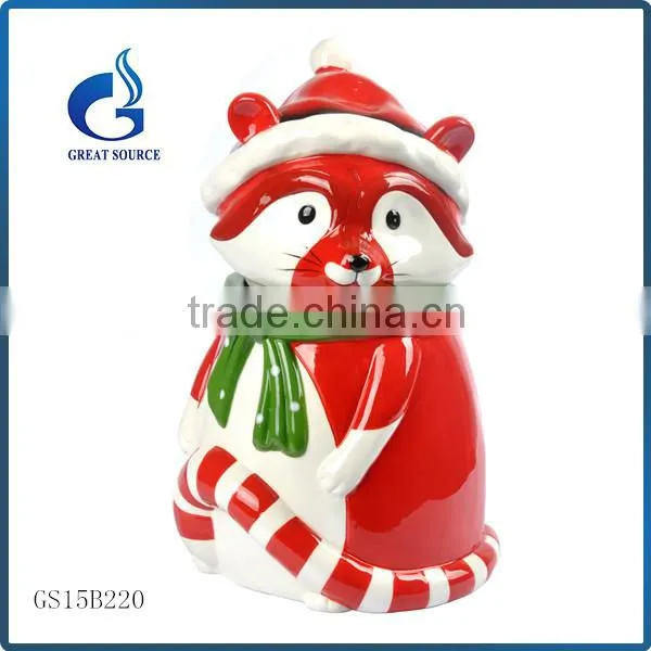 3D Hand Made Owl Shape Ceramic Christmas Cookie Jars photo-2