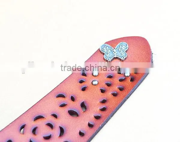 Woman Fashion Genuine Leather Ladies Leather Belt With Rivets photo-6