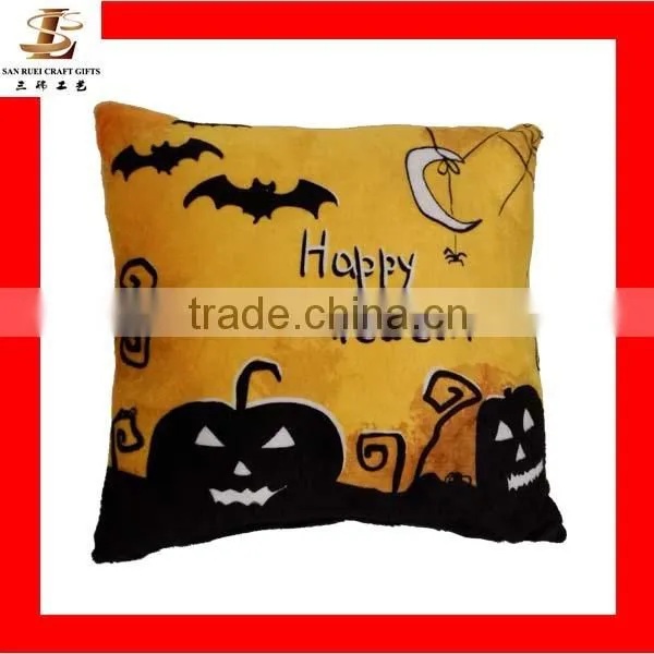 Halloween Pumpkin Plain Square Plush Pillow Cover