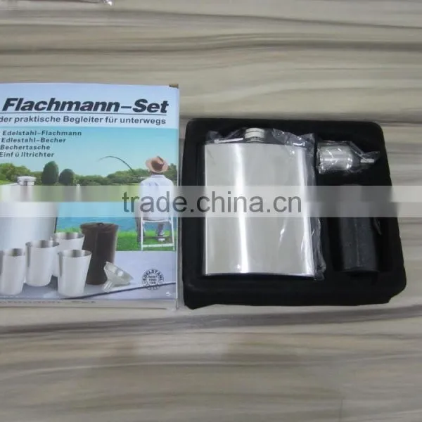 7oz Hip Flask Set With 4pcs Cup in Leather Bag and Large Funnel in Gift Paper Box photo-4