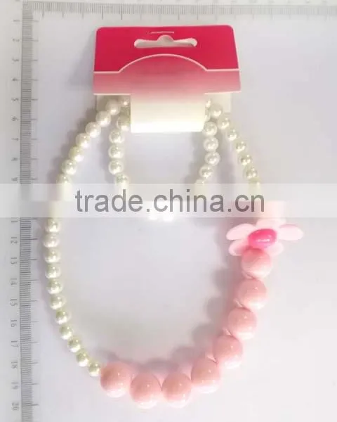 Cute Children Multicolor Beaded Necklace Bracelet Set With Flower photo-3