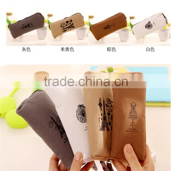 Fashion Retro Canvas Pencil Pen Case Cosmetic Makeup Coin Pouch photo-5