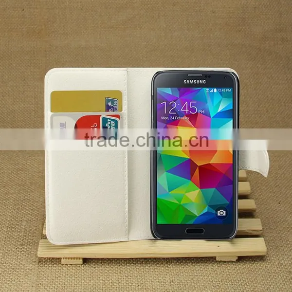 Factory Price Lichee Leather Pouch Wallet Case Folio Stand Cover For Samsung Galaxy S5 Mini photo-2