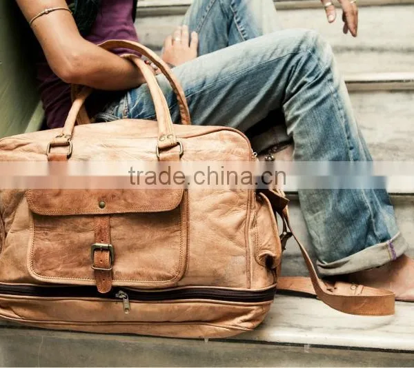 Genuine Leather Hand Made Travel Luggage Bag's Overnight Weekend Bag's for Girls