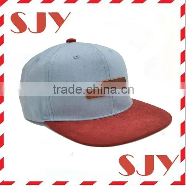 Genuine Leather Strap Custom Leather Patch Snapback Hat photo-4