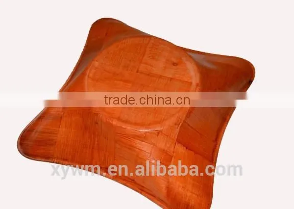 Square Woven Wooden Salad Serving Plate photo-2