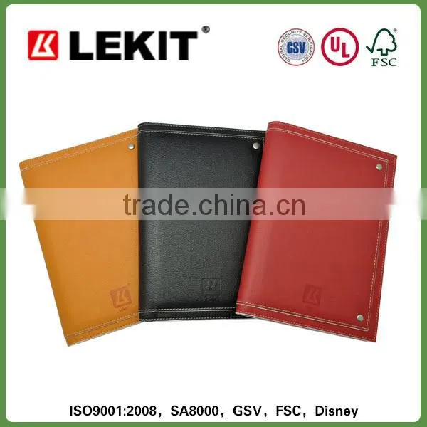 Fashion pu Double Wire Notebook With Large Pocket on Cover