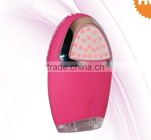 Rechargeable Silicon Face Cleanser Water-proof Vibrating Facial Massager With Red&blue Light