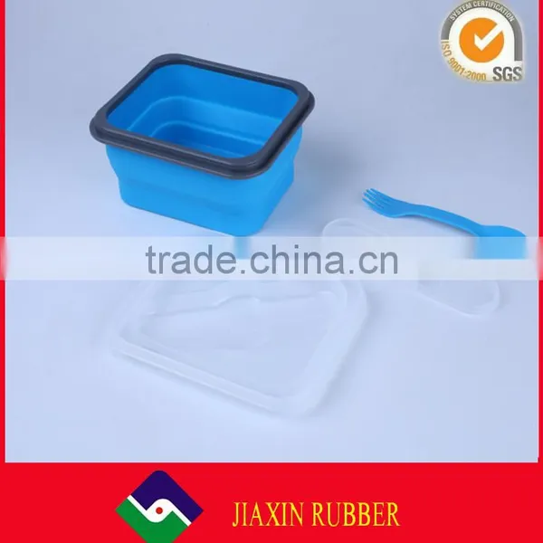 Wholesale Square Shape Foldable Silicone Lunch Containers Custom Design Lunch Box With Fork and Spoon for Save Kitchen Space photo-3