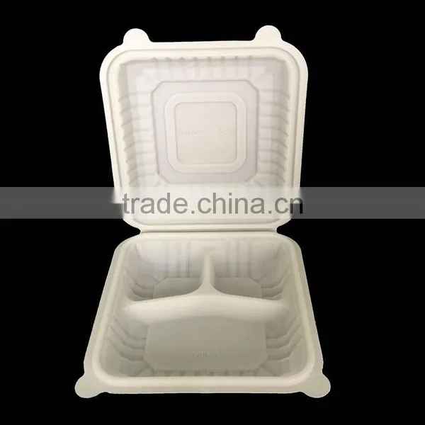 CBT026 Disposable Biodegradable 9 Inch 3 -div Corn Starch Food Container photo-3