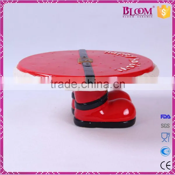 Wholesale Christmas Custom Ceramic Red Cake Holder photo-4