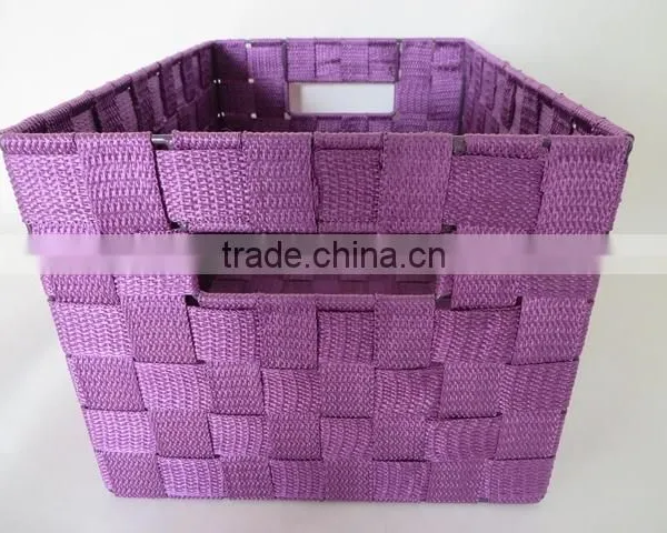 Wholesale Handcrafted Rectangular Webbing Woven Nylon Basket for Storage photo-4