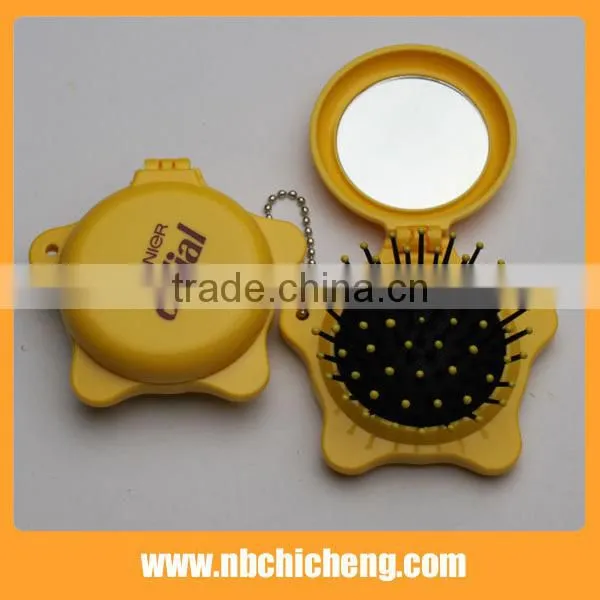 High Quality Mini Star Shape Folding Head Massage Comb Folding Hair Comb With Mirror photo-2