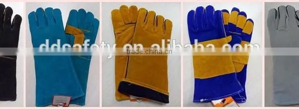 DDSAFETY 2017 Green Cow Split Welding Glove With Reinforced Blue Leather Palm photo-6