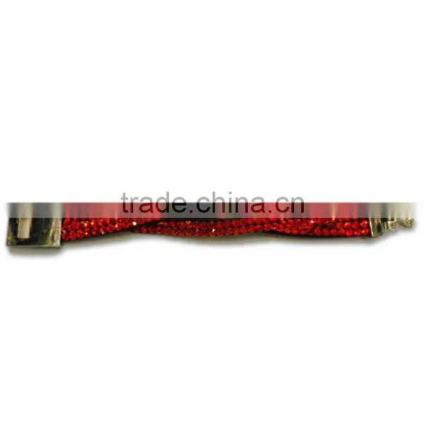 Rhinestone Bracelet With Zinc Alloy Locking Part, Hot Sale Gift Leather With Crystal Gem Decoration photo-3