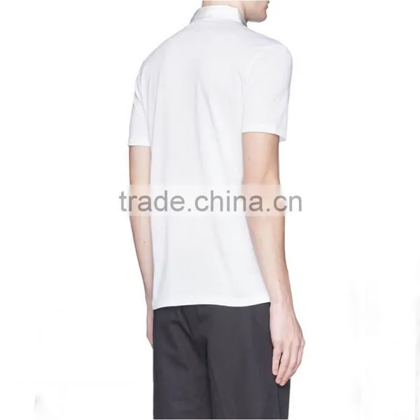 Mens Formal Plain White Polo Shirt With Ribbon Collar Men Shirt Polo photo-3