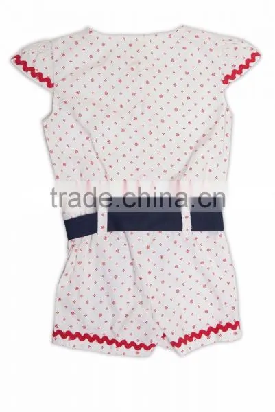 Organic Cotton Printed Girl's Cape Sleeve Summer Jumpsuit photo-2