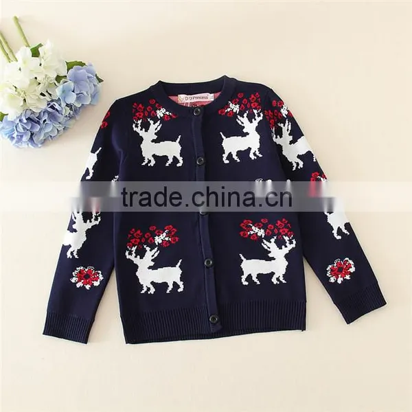 Duoduo Princess Latest Sweater Designs for Girls Baby Cardigan Sweater Children Cardigans With Deer Prints photo-3