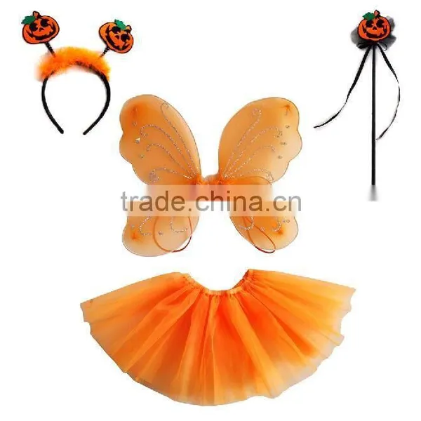 Halloween Party Pumpkin Butterfly Wings Child Fancy Dress Pumpkin Costume Set