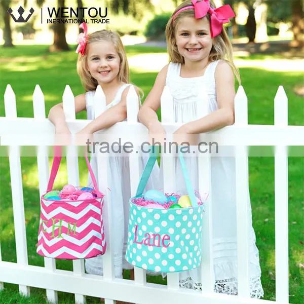 Monogrammed Chevron Polka Dot Easter Trick Or Treat Bag photo-5