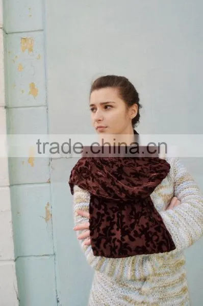Vintage Brown Velvet Scarf ,Lace Shawl, Gothic Shawl, Plush Scarf, Women's Neck Scarf, Devore Scarf Stole, Velvet Devore Scarf photo-4