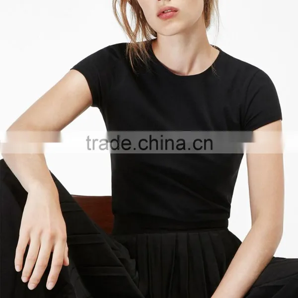 OEM Facotory China Wholesale Casual Customized Crew Neck Short Sleeve 95 Cotton /5 Elastane Blank T-shirt Women photo-4