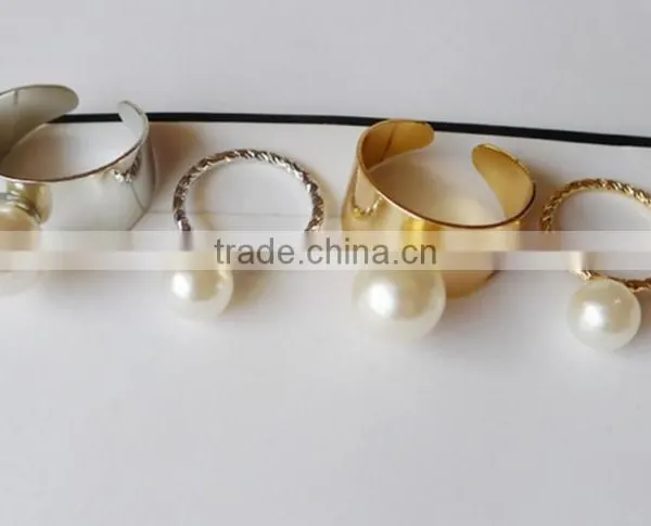 2Pcs/Set Gold Silver Pearl Stack Plain Band Midi Tip Finger Above The Knuckle Open Ring photo-5