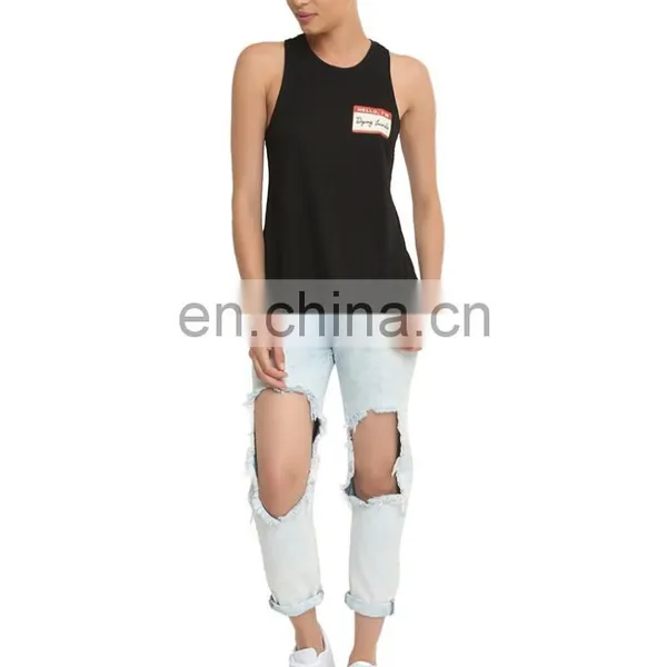 Healy Custom High Density Black Stripe Single Jersey Cotton Women Tops photo-2