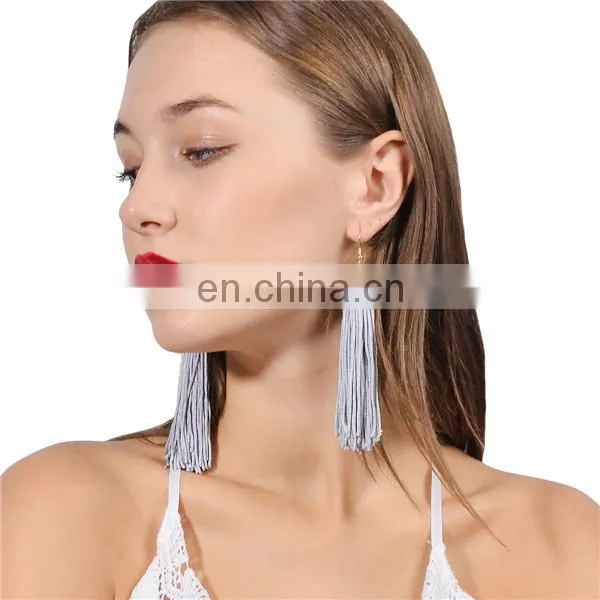 Handmade Fringe Thread Tassel Drop Earrings Charm Pearl Earrings photo-3