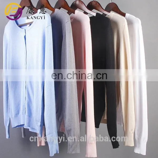 Fashion Pure Cotton Lady Knitted Cardigan Sweater